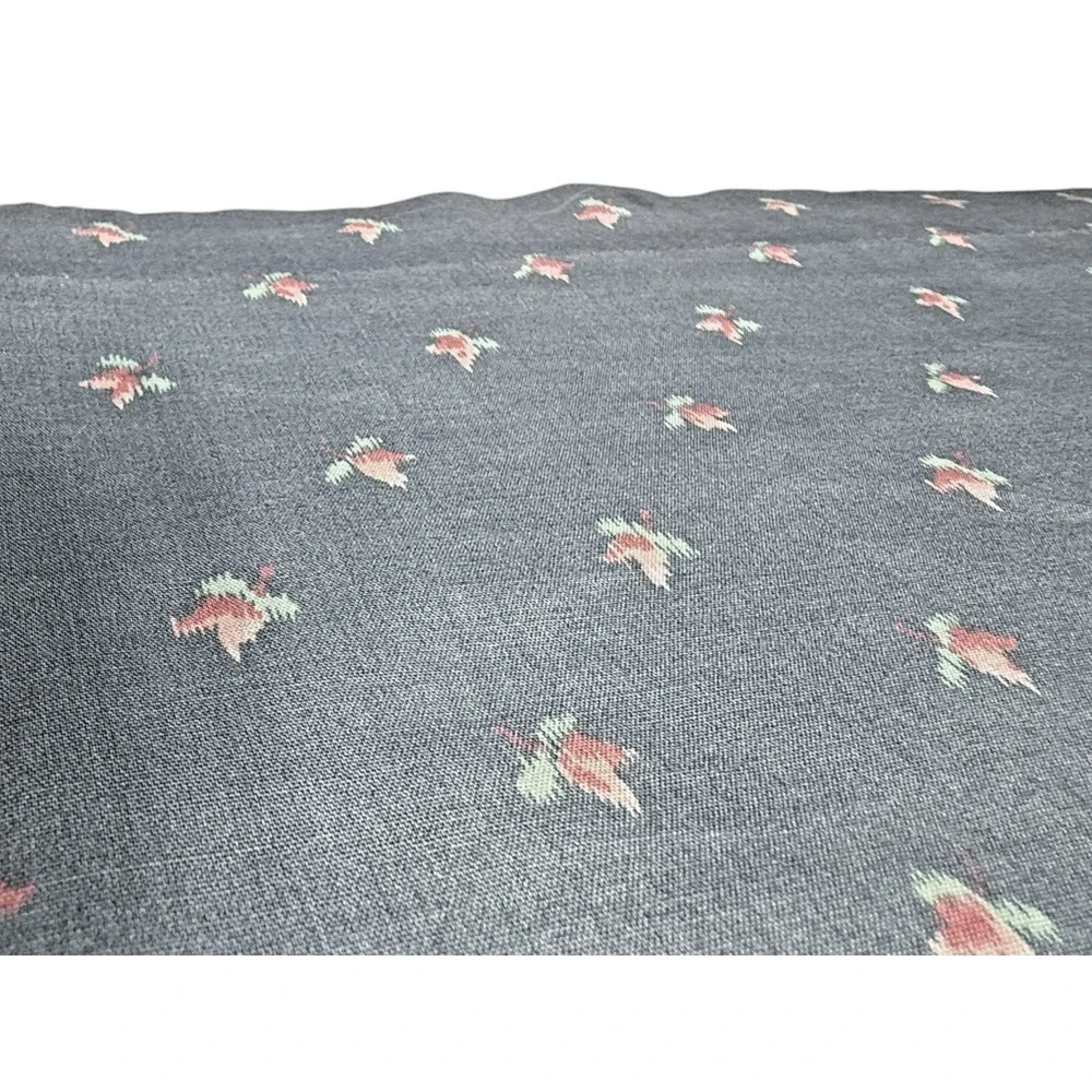 Vintage Sears Blue Floral Print Valance Short Curtain 1980s Cottage Shabby Chic